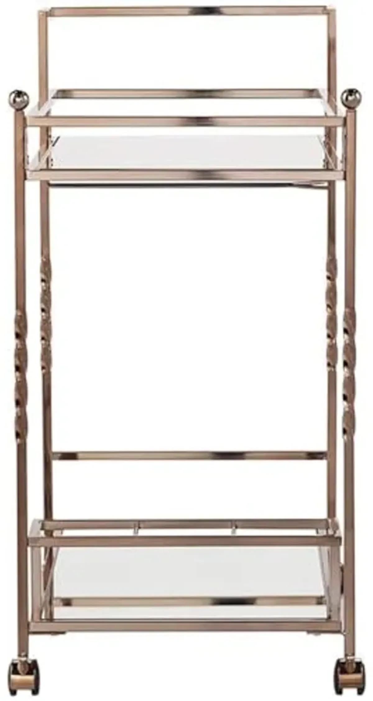 Southern Enterprises SEI Furniture Ivers Mirrored Metal Bar Cart in Champagne