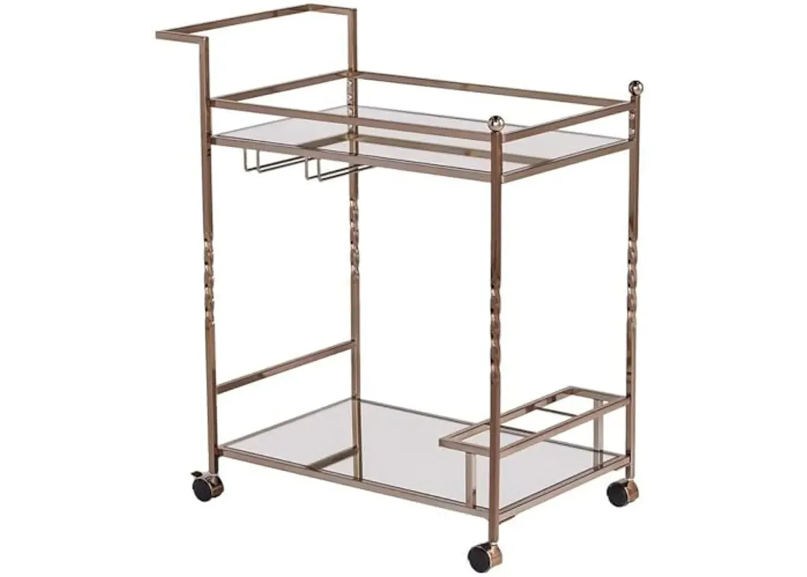 Southern Enterprises SEI Furniture Ivers Mirrored Metal Bar Cart in Champagne