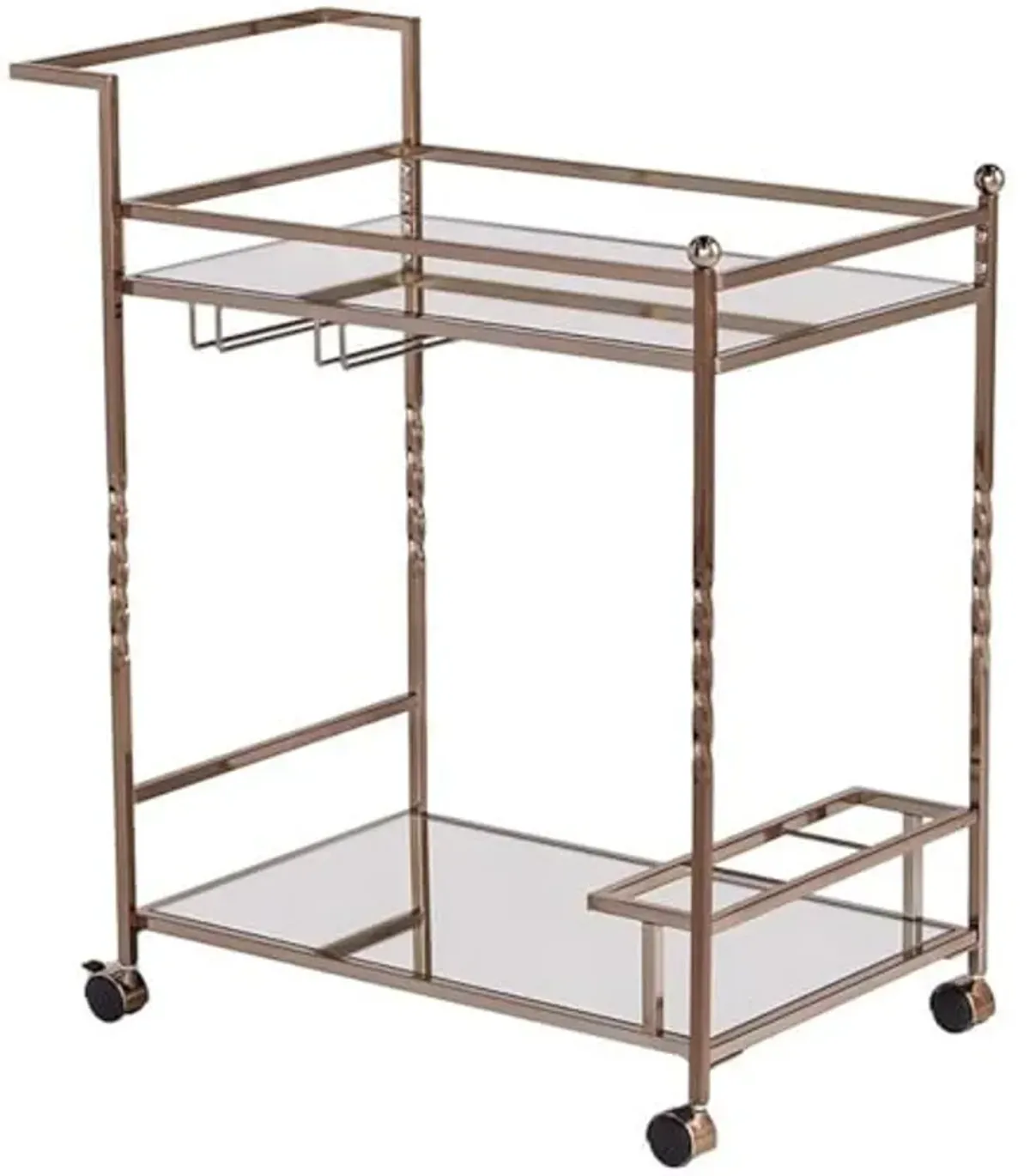 Southern Enterprises SEI Furniture Ivers Mirrored Metal Bar Cart in Champagne