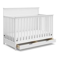 Storkcraft Homestead 5-in-1 Convertible Crib with Drawer (White) – GREENGUARD Gold Certified, Crib with Drawer Combo, Includes Nursery Storage Drawer, Converts to Toddler Bed and Full-Size Bed