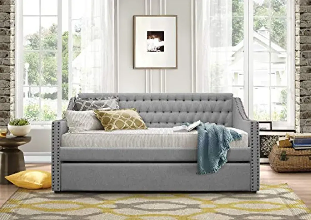 Lexicon Carolina Upholstered Daybed with Trundle, Twin, Gray