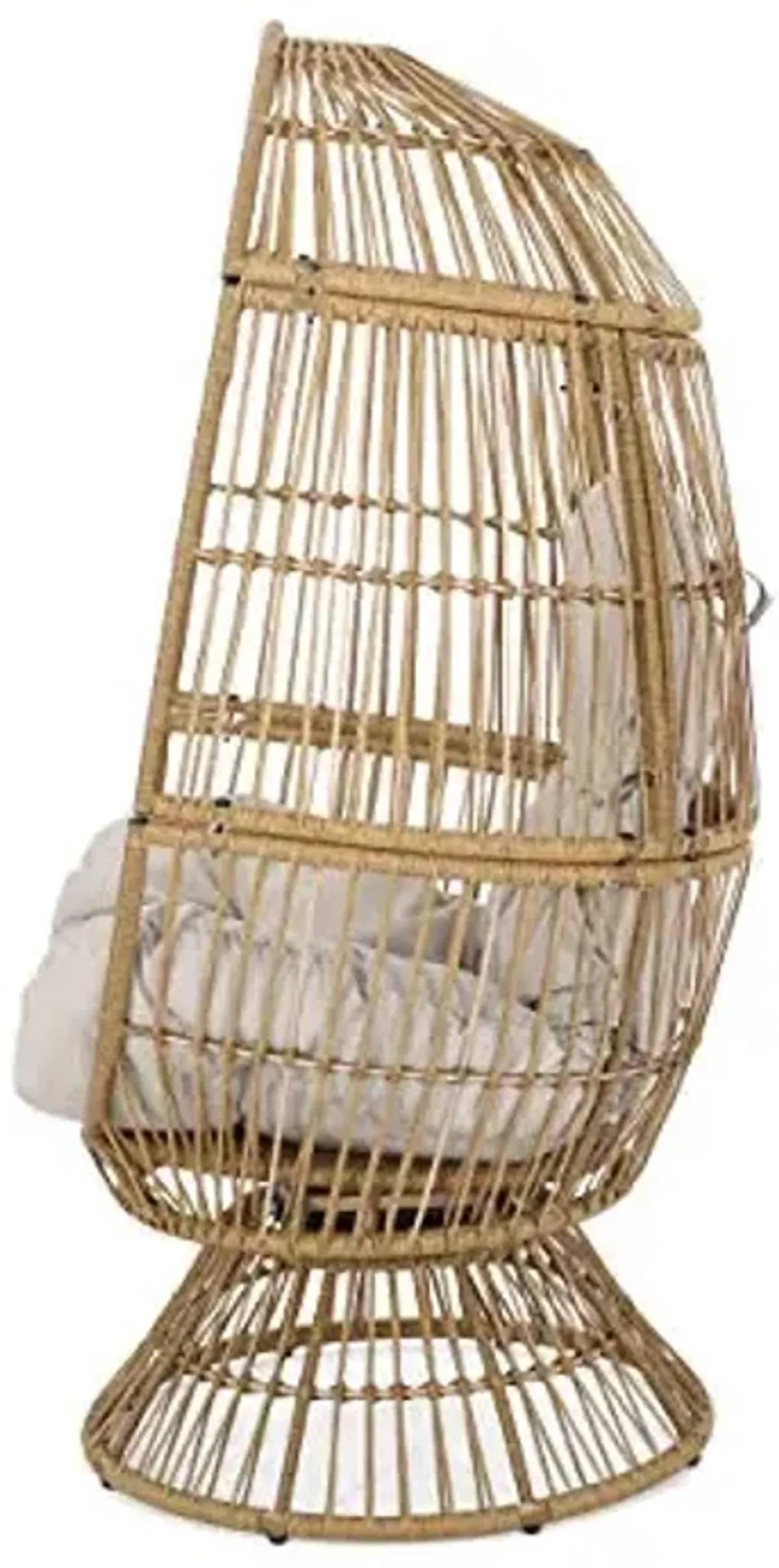 Christopher Knight Home Ellen Outdoor Wicker Swivel Egg Chair with Cushion, Light Brown, Beige