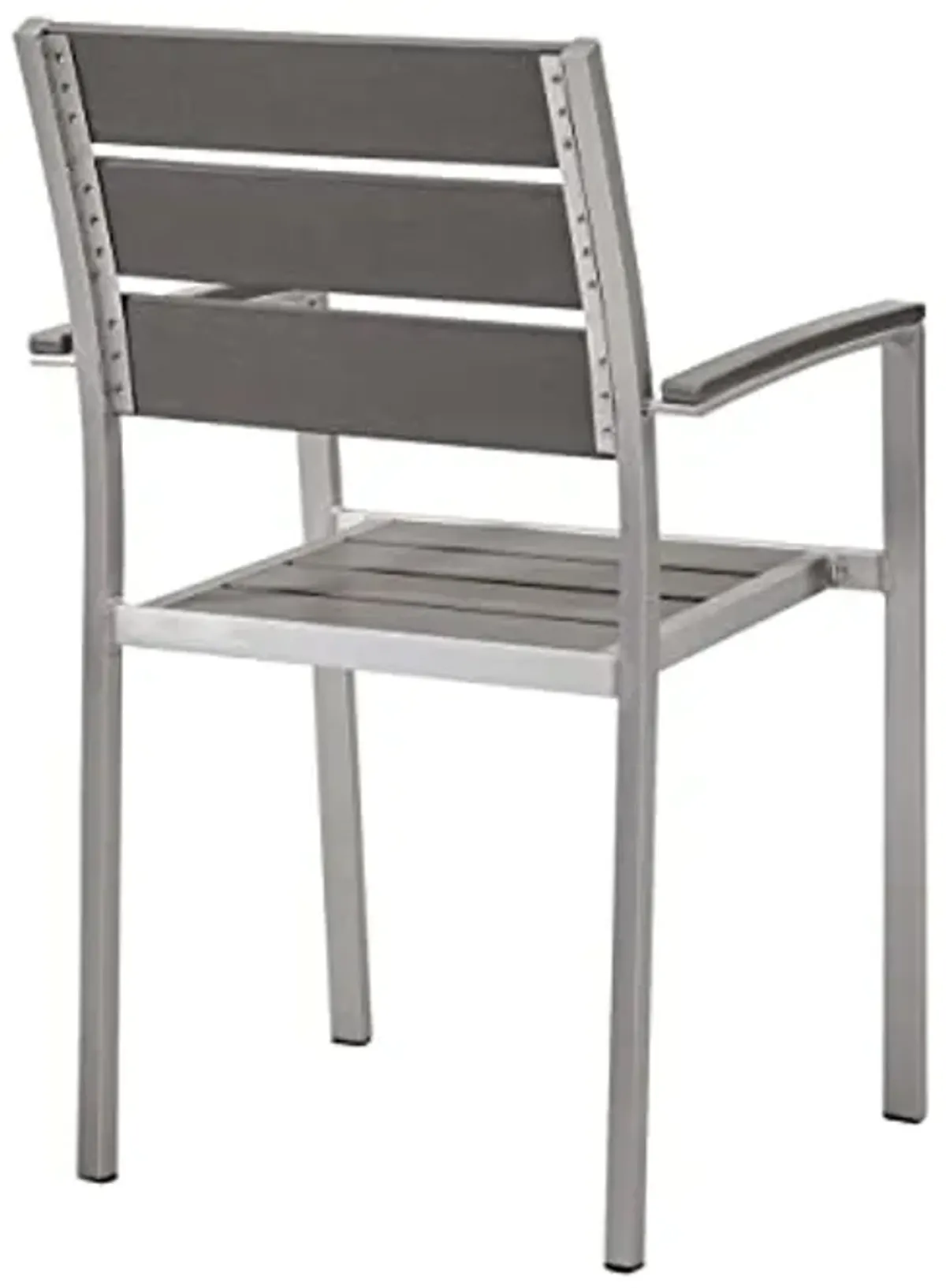 Modway Shore Outdoor Patio Aluminum Dining Armchair Set of 2 in Silver Gray