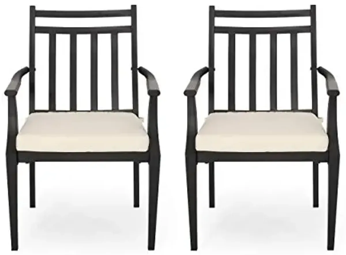 Christopher Knight Home Faithe Outdoor Dining Chair (Set of 2), Matte Black, Beige