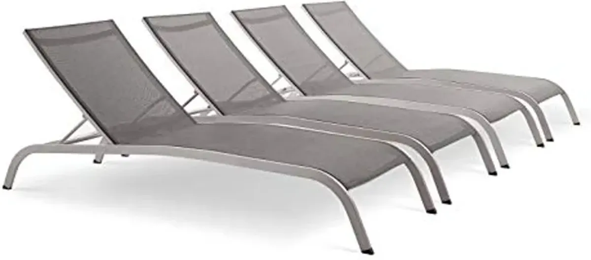 Modway EEI-4007-GRY Savannah Chaise Set, Four Lounge Chair, Gray