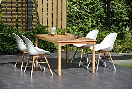 Amazonia Somerton 5-Piece Patio Dining Set | Durable Teak Wood | White Chairs