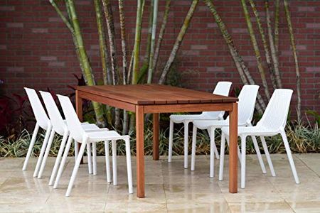 Amazonia Orlando 7-Piece Patio Dining Set | Durable Eucalyptus | White Chairs