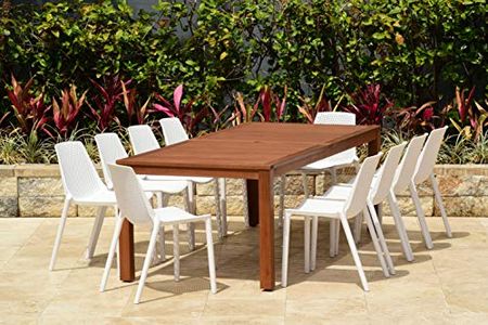 Amazonia Orlando 11-Piece Patio Dining Set | Durable Eucalyptus | White Chairs
