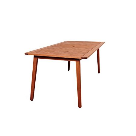 Amazonia Glenfield 7-Piece Rectangular Patio Dining Set | Durable Eucalyptus Wood | White Chairs