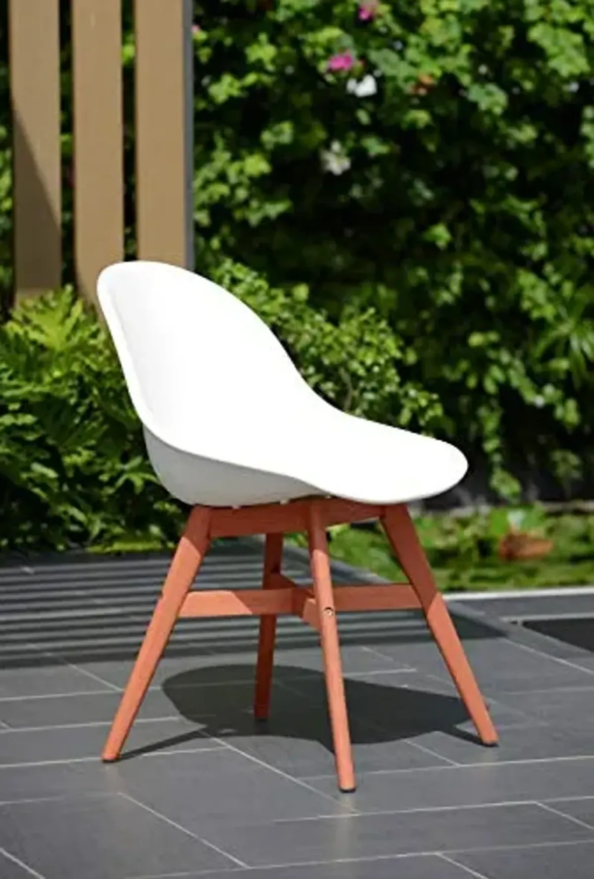 Amazonia Glenfield 7-Piece Rectangular Patio Dining Set | Durable Eucalyptus Wood | White Chairs