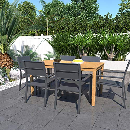 Amazonia Clermont 7Piece Rectangular Patio Dining Set Durable Wood