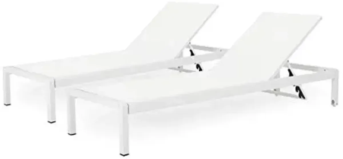 Christopher Knight Home Cynthia Outdoor Chaise Lounge (Set of 2), White.