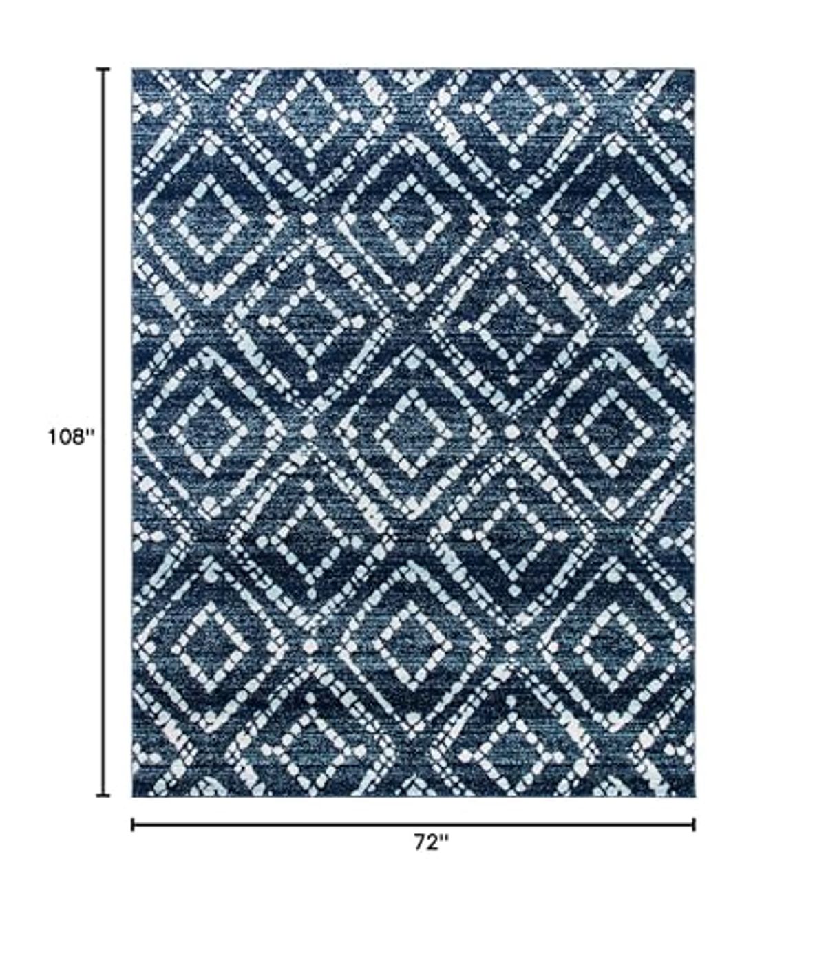 SAFAVIEH Adirondack Collection Area Rug - 6' x 9', Navy & Ivory, Modern Diamond Distressed Design, Non-Shedding & Easy Care, Ideal for High Traffic Areas in Living Room, Bedroom (ADR131N)