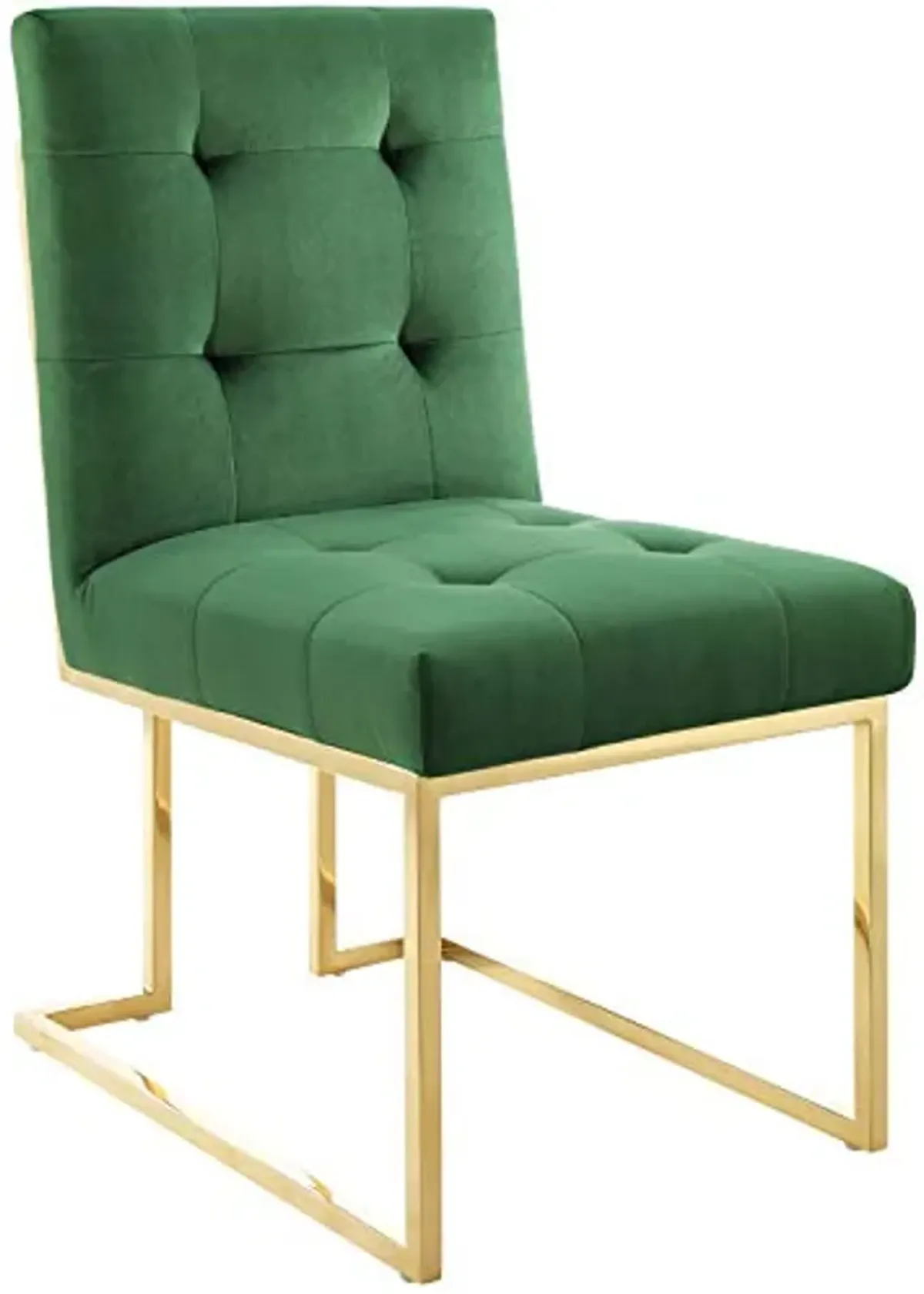 Modway Privy Stainless Steel Performance Velvet Dining Chair Set of 2, Gold Emerald