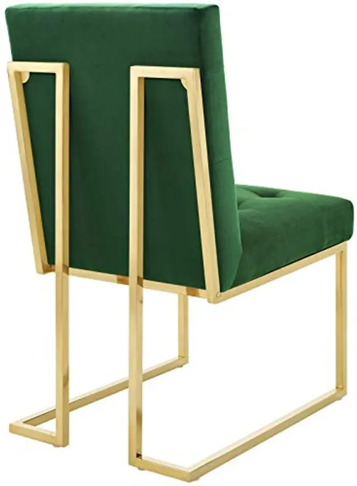 Modway Privy Stainless Steel Performance Velvet Dining Chair Set of 2, Gold Emerald