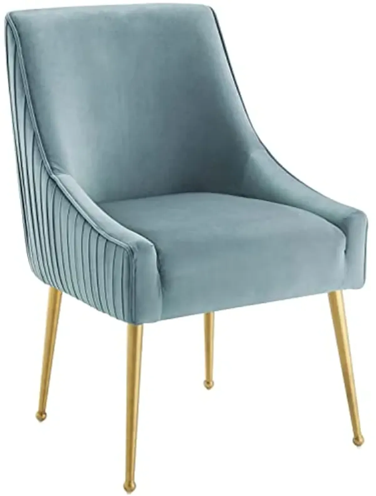 Modway Discern Pleated Back Upholstered Performance Velvet Dining Chair Set of 2, Light Blue