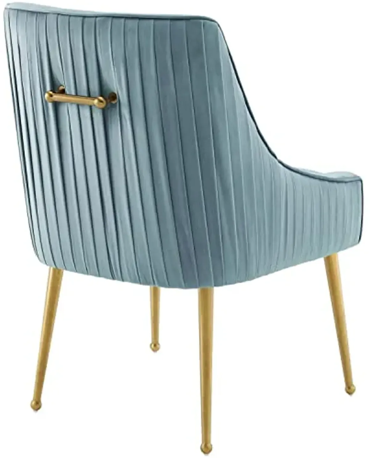 Modway Discern Pleated Back Upholstered Performance Velvet Dining Chair Set of 2, Light Blue