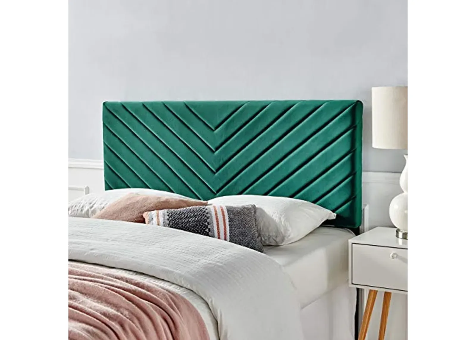 Modway Alyson Chevron Tufted Performance Velvet Full/Queen Headboard, Teal, MOD-6144-TEA