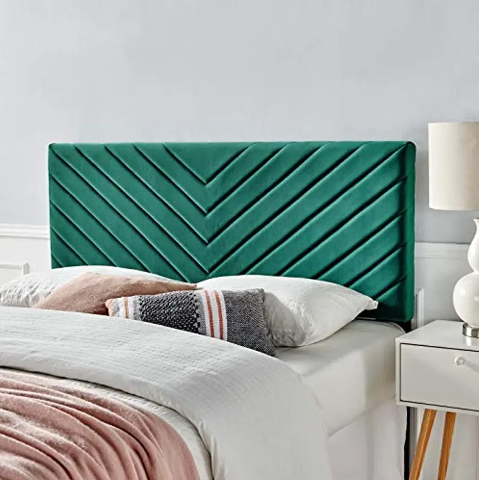 Modway Alyson Chevron Tufted Performance Velvet Full/Queen Headboard, Teal, MOD-6144-TEA