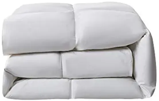 Serta Goose Feather Down Fiber Cotton Comforter King Size - 100% Cotton Duvet Insert - Hotel Luxury Hypoallergenic Bedding Comforter All Season Medium Warmth 106 x 90 Inch White
