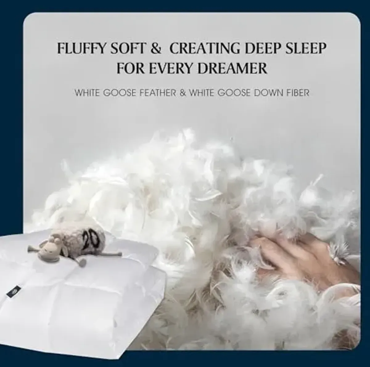 Serta Goose Feather Down Fiber Cotton Comforter King Size - 100% Cotton Duvet Insert - Hotel Luxury Hypoallergenic Bedding Comforter Light Warmth 106 x 90 Inch White