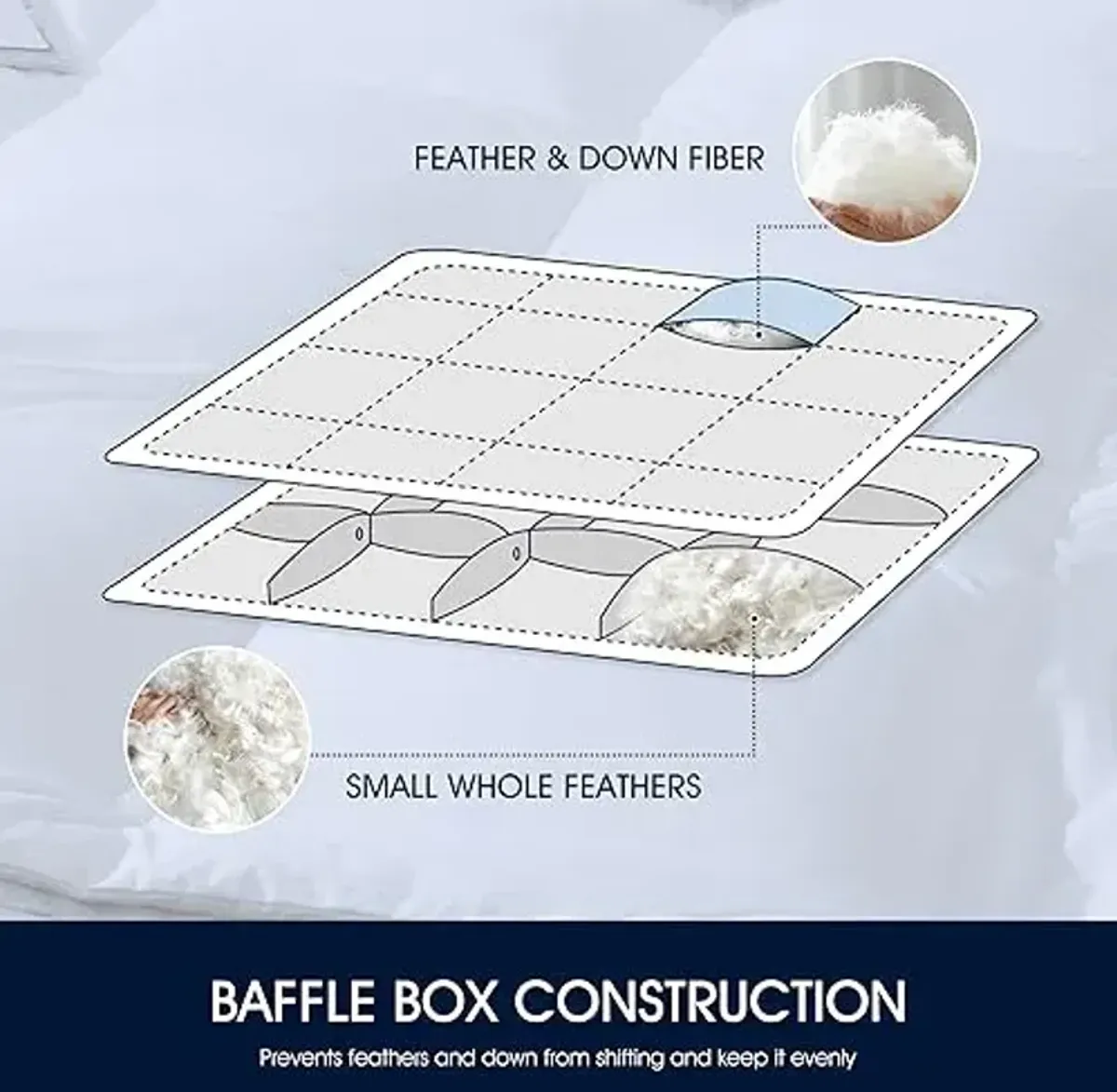 Serta Feather and Down Fiber Pillow Top Mattress Topper Full Size - 233 Thread Count 100% Cotton Mattress Pad Ultra Soft 2-Inch Support Feather Bed-White