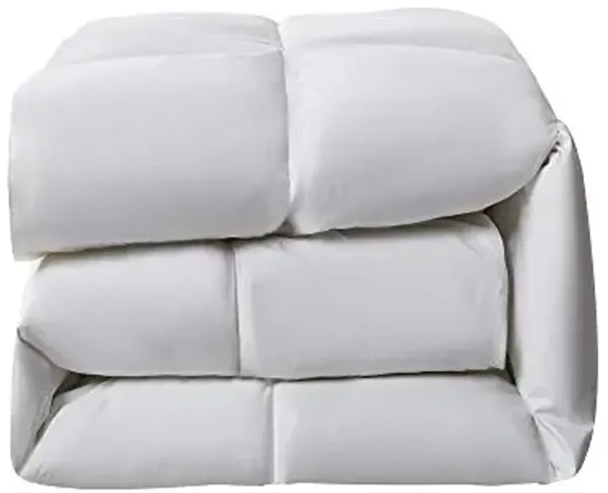 Serta Goose Feather Down Fiber Cotton Comforter King Size - 100% Cotton Duvet Insert - Hotel Luxury Hypoallergenic Bedding Comforter Extra Warmth 106 x 90 Inch White