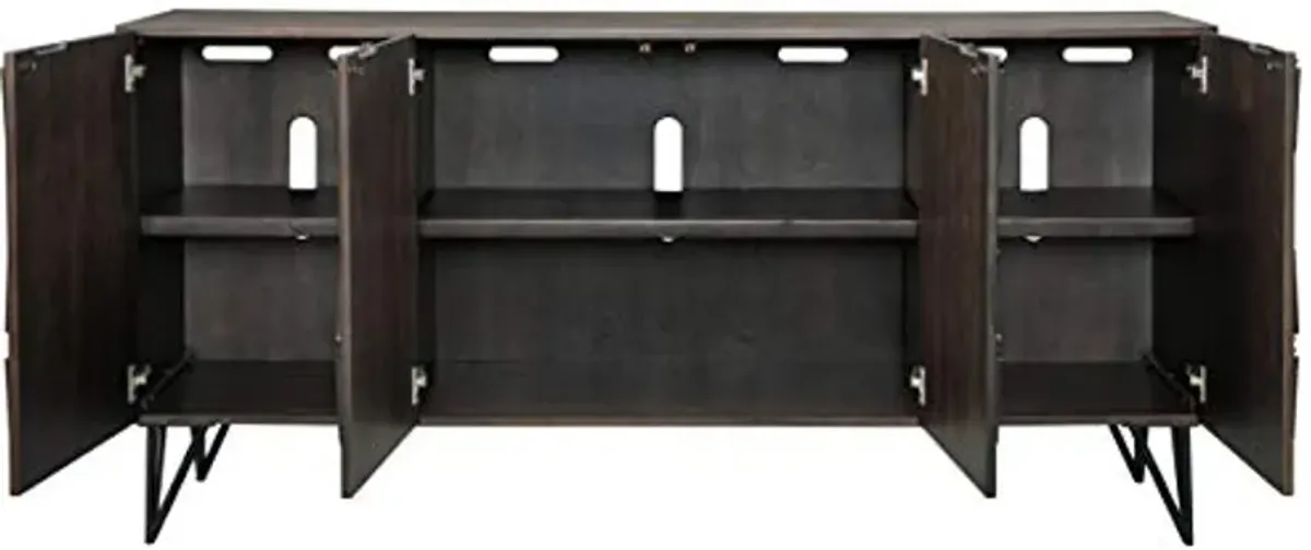 Signature Design by Ashley Chasinfield Urban Geometric Design TV Stand Fits TVs up to 70", 4 Cabinet Doors and 3 Adjustable Storage Shelves, Dark Brown