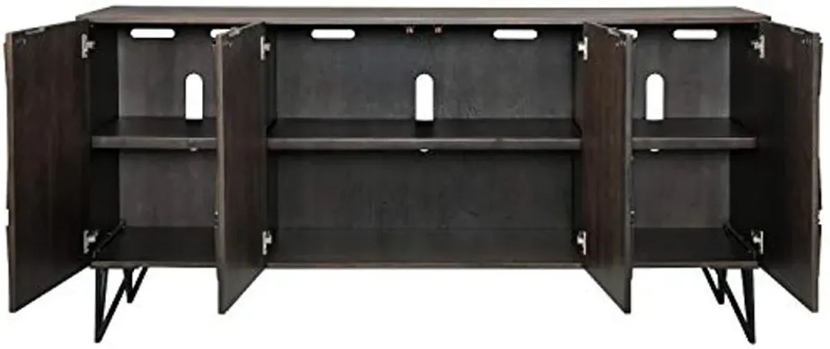 Signature Design by Ashley Chasinfield Urban Geometric Design TV Stand Fits TVs up to 70", 4 Cabinet Doors and 3 Adjustable Storage Shelves, Dark Brown