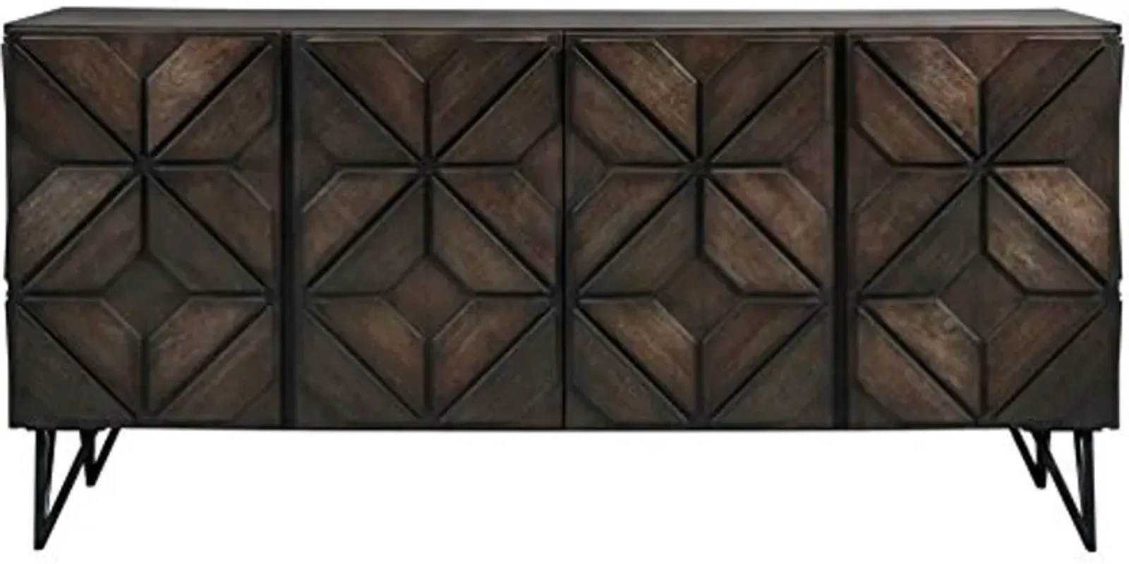 Signature Design by Ashley Chasinfield Urban Geometric Design TV Stand Fits TVs up to 70", 4 Cabinet Doors and 3 Adjustable Storage Shelves, Dark Brown