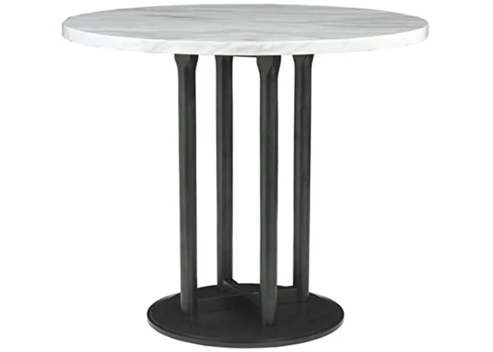 Signature Design by Ashley Centiar Contemporary 42" Round Counter Height Faux Marble Dining Table, Black & White