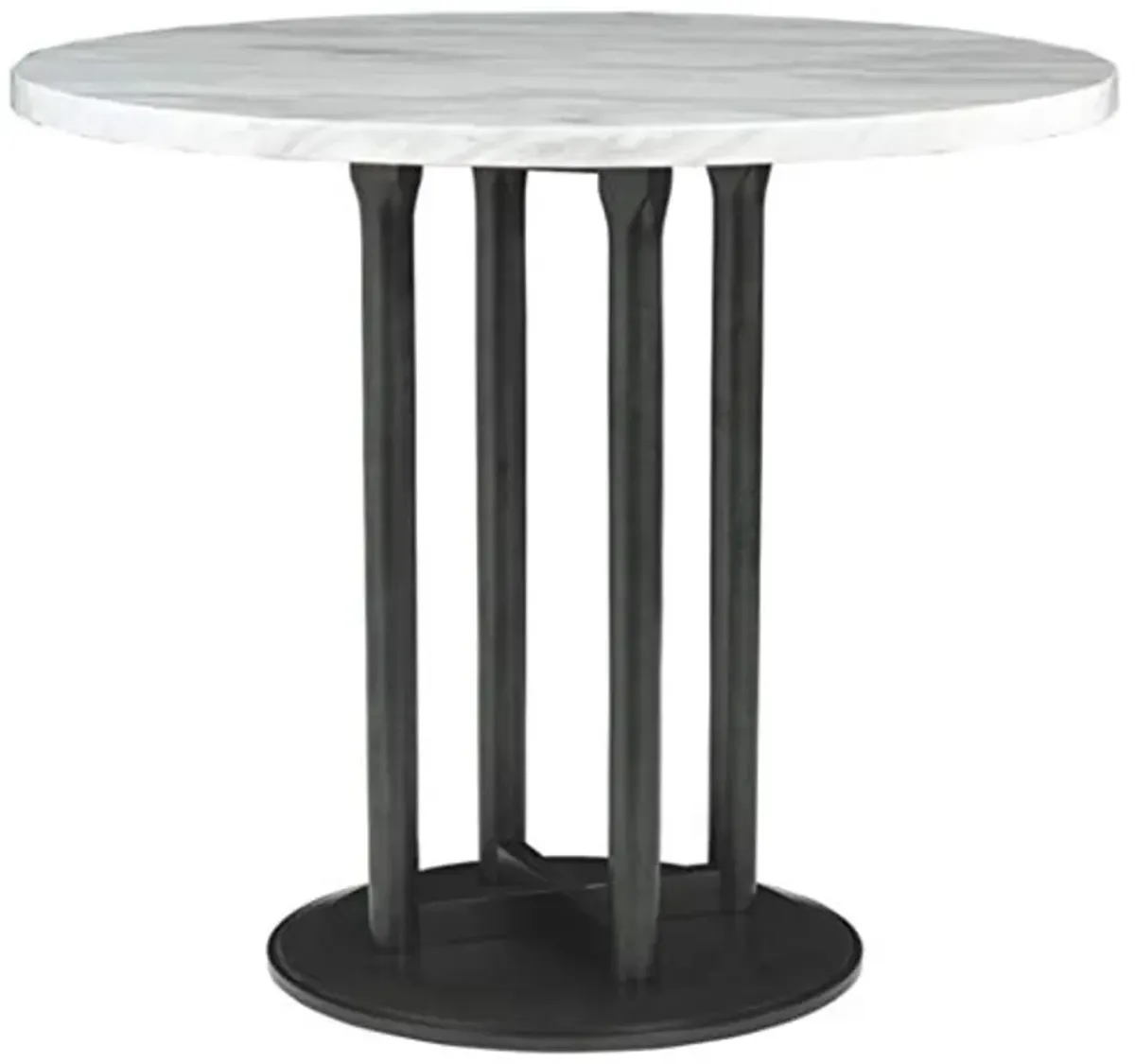 Signature Design by Ashley Centiar Contemporary 42" Round Counter Height Faux Marble Dining Table, Black & White