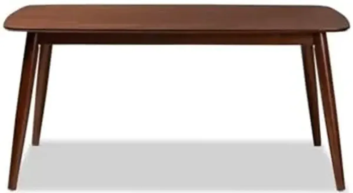 Baxton Studio Edna Mid-Century Modern Walnut Finished Wood Dining Table