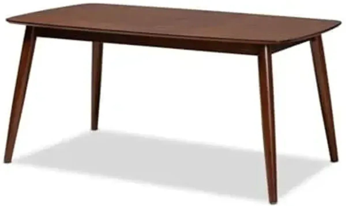 Baxton Studio Edna Mid-Century Modern Walnut Finished Wood Dining Table