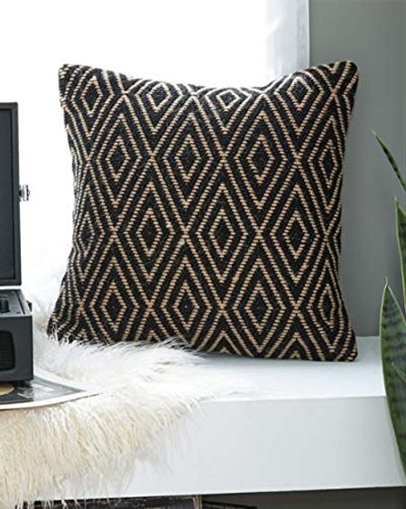 Signature Design by Ashley Mitt Geometric Throw Pillow, 20 x 20 Inches, Black & Beige