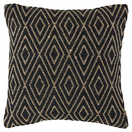 Signature Design by Ashley Mitt Geometric Throw Pillow, 20 x 20 Inches, Black & Beige