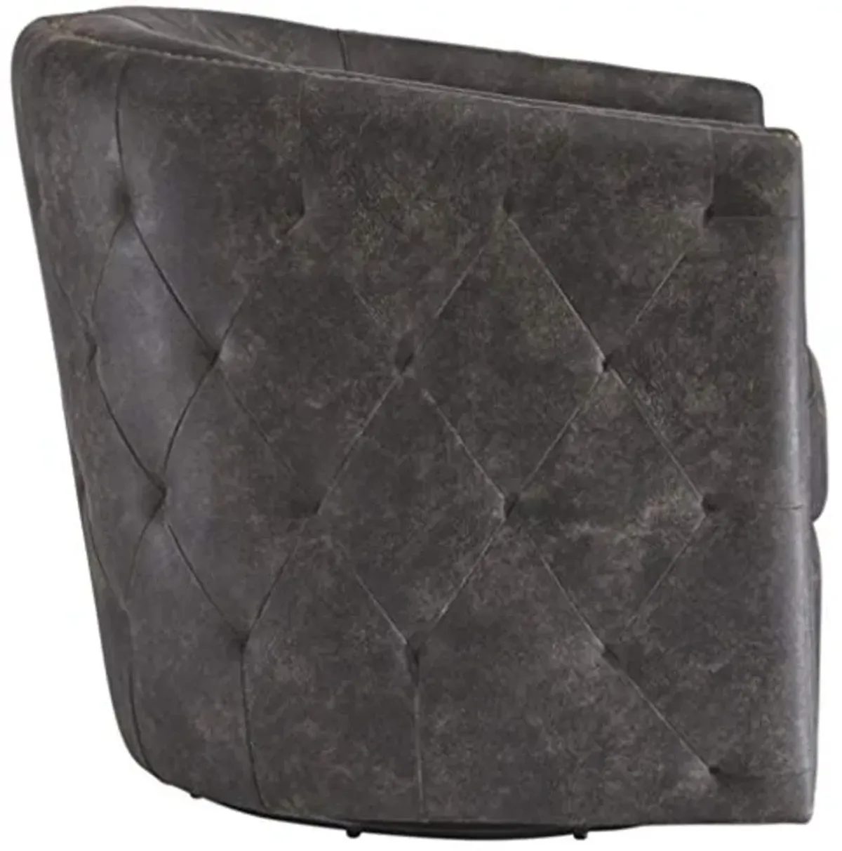 Signature Design by Ashley Brentlow Tufted Barrel Accent Swivel Chair, Distressed Black