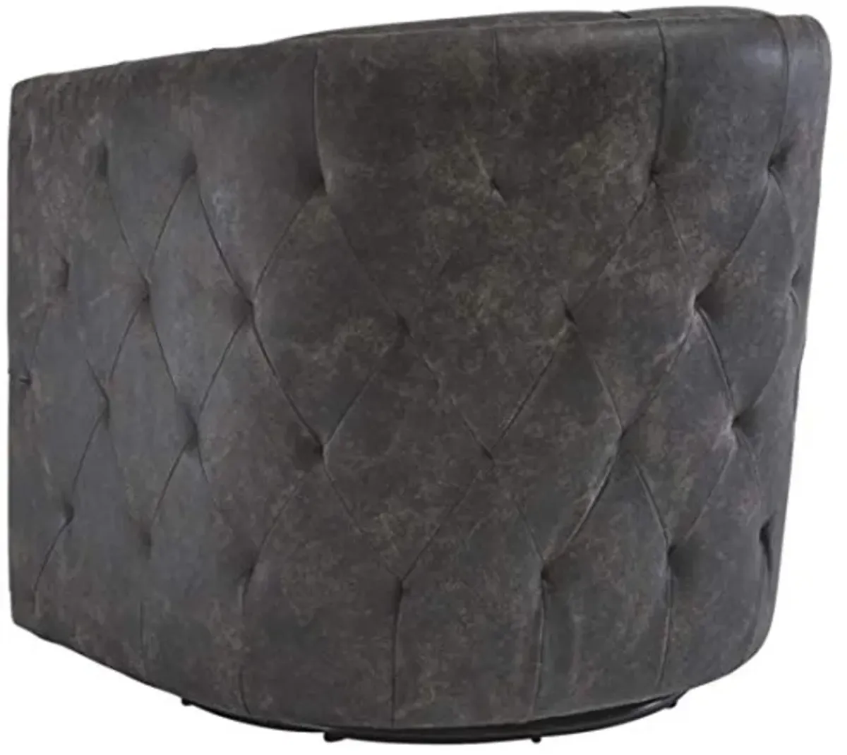 Signature Design by Ashley Brentlow Tufted Barrel Accent Swivel Chair, Distressed Black