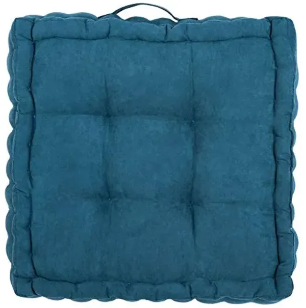 SAFAVIEH Gardenia Glam 18-inch Dark Turquoise Velvet Square Floor Pillow, 0