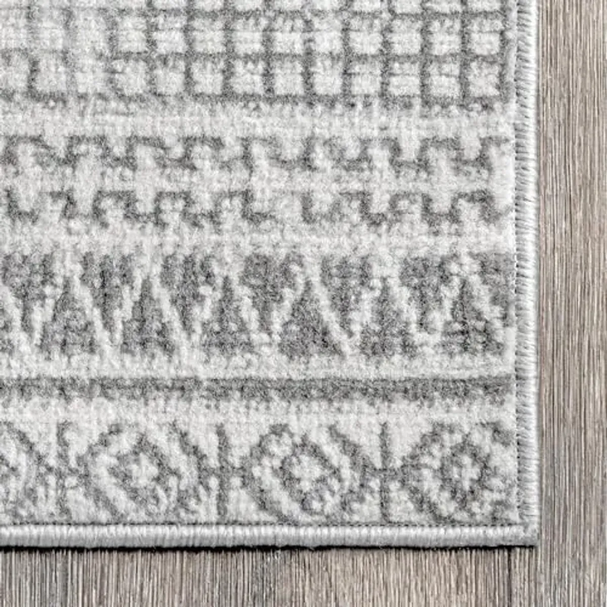 Nuloom Tinsley Grey/Ivory, 3' x 5', Vintage Geometric, Soft and Cozy, High Traffic, Stain Resistant, Easy Clean, Durable Area Rug for Bedroom, Living Room, Dining Space, Den, Foyer, Entryway