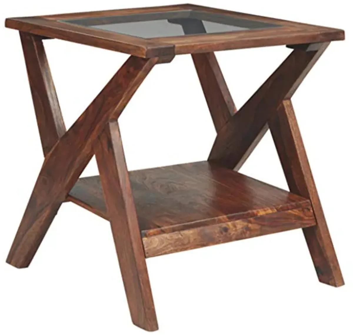 Signature Design by Ashley Charzine Rectangular Urban Wood End Table, Warm Brown