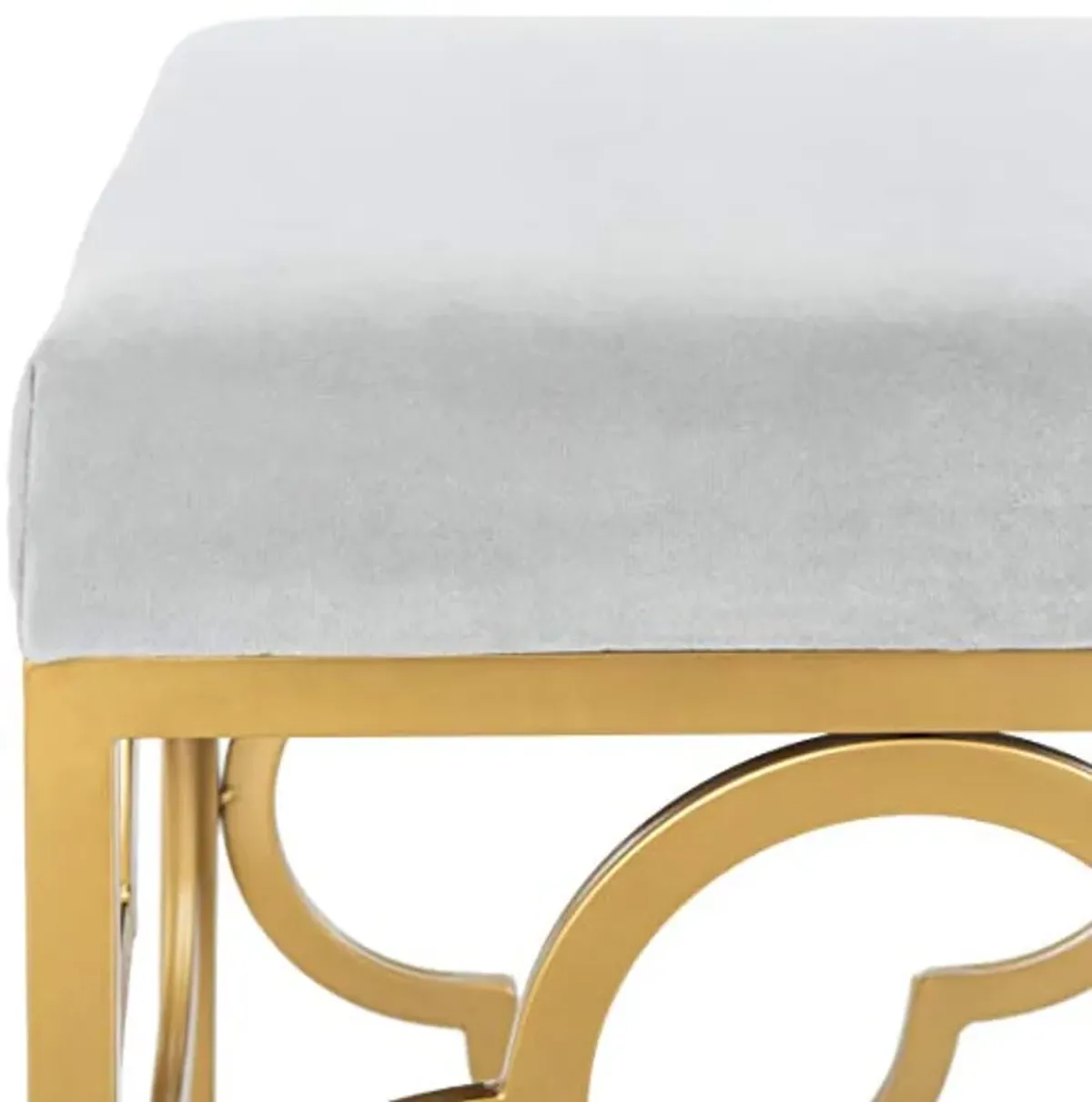 Safavieh Home Fleur 45-inch Glam Grey Velvet and Gold Rectangle Bench