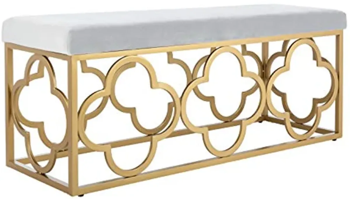 Safavieh Home Fleur 45-inch Glam Grey Velvet and Gold Rectangle Bench