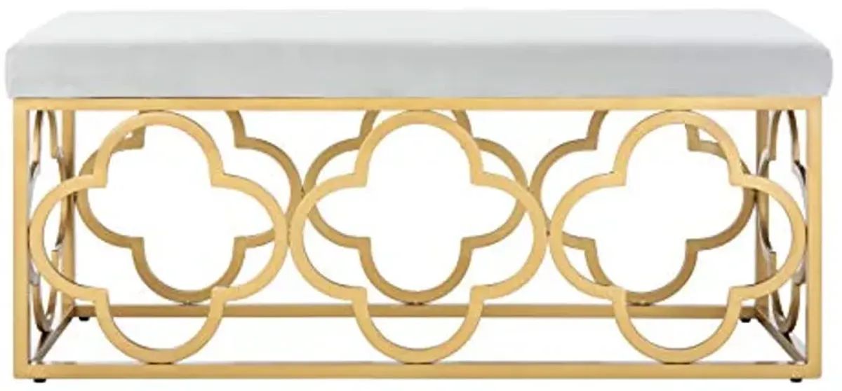 Safavieh Home Fleur 45-inch Glam Grey Velvet and Gold Rectangle Bench