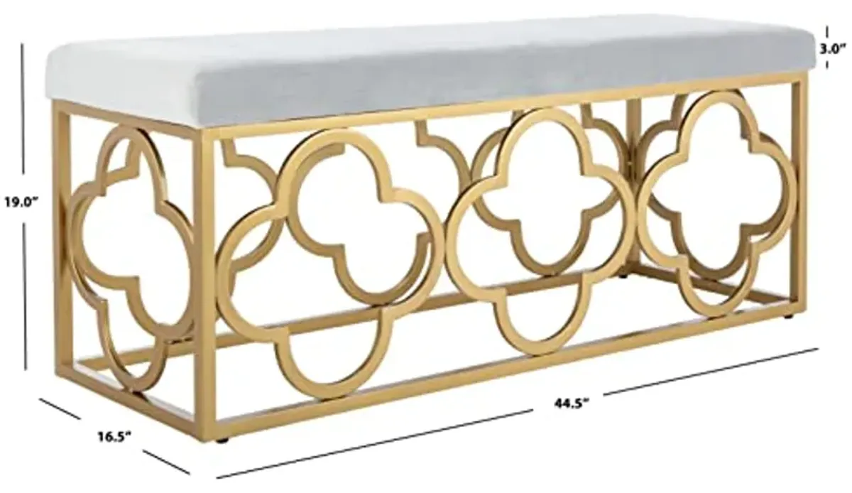 Safavieh Home Fleur 45-inch Glam Grey Velvet and Gold Rectangle Bench