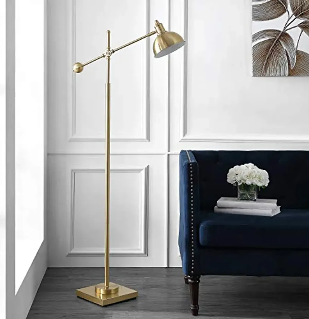 Safavieh FLL4073A Lighting Dagen Brass Gold Adjustable (LED Bulb Included) Floor Lamp