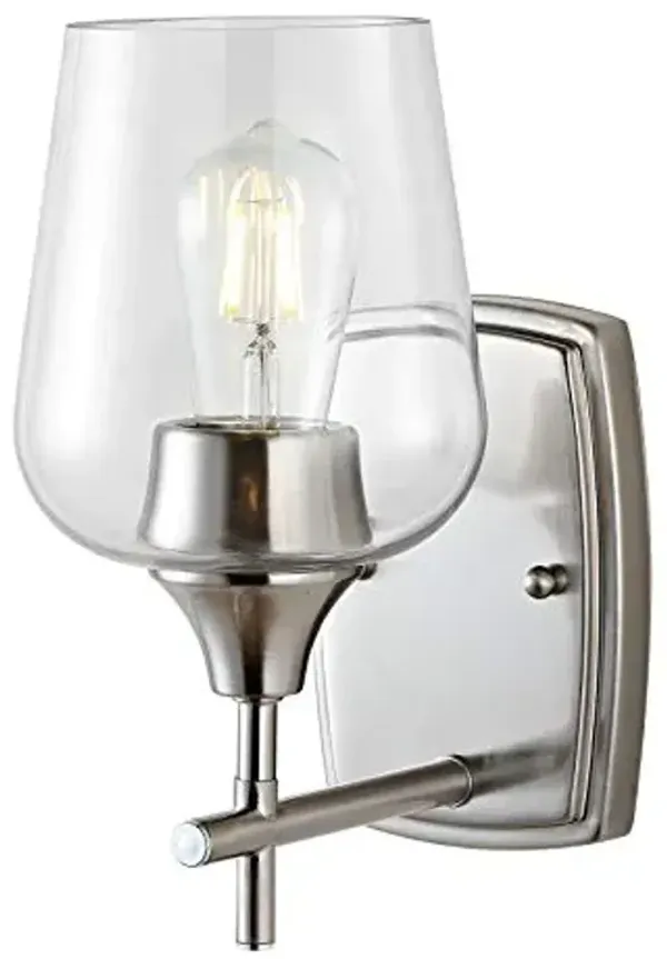 SAFAVIEH SCN4055A Lighting Valda Nickel and Brass 11-inch (LED Bulb Included) Wall Sconce