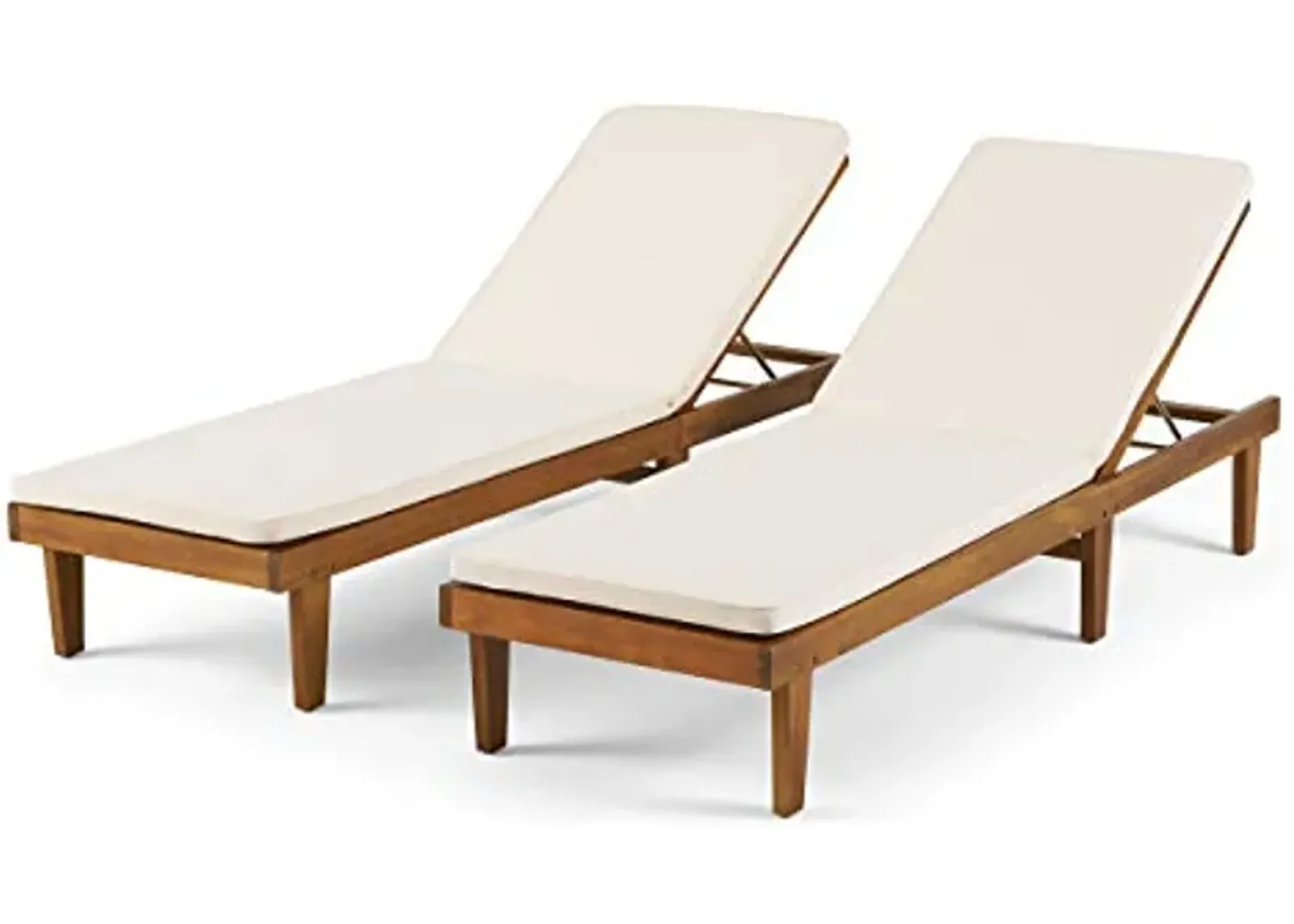 Christopher Knight Home Madge Oudoor Chaise Lounge with Cushion (Set of 2), Teak Finish, Cream