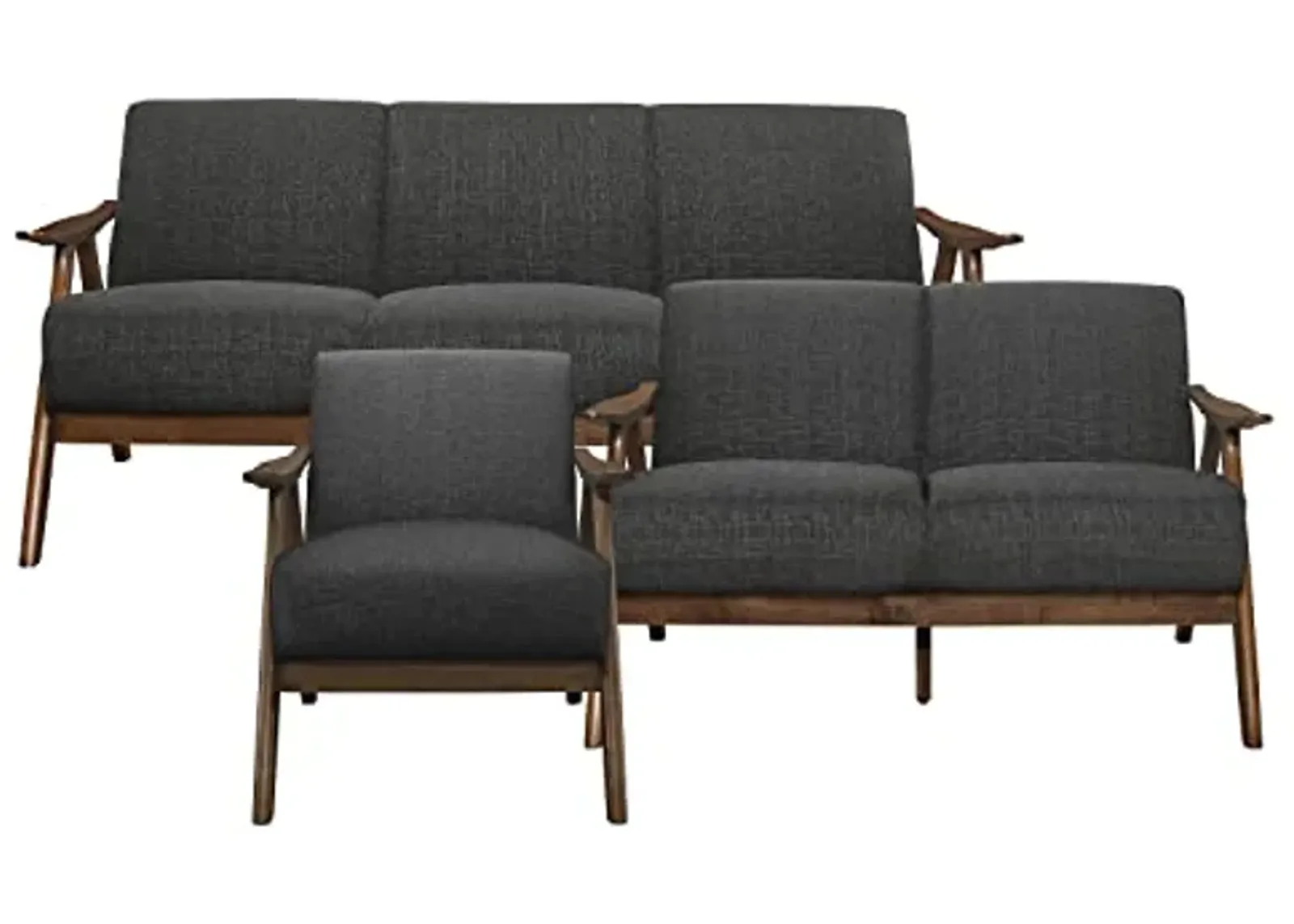 Lexicon Elle 3-Piece Living Room Set, Dark Gray