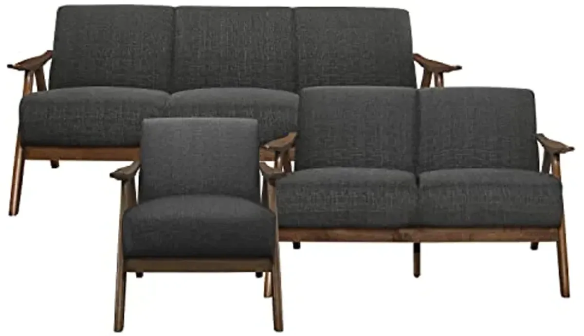 Lexicon Elle 3-Piece Living Room Set, Dark Gray